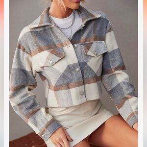 Cropped Plaid Shacket NWOT